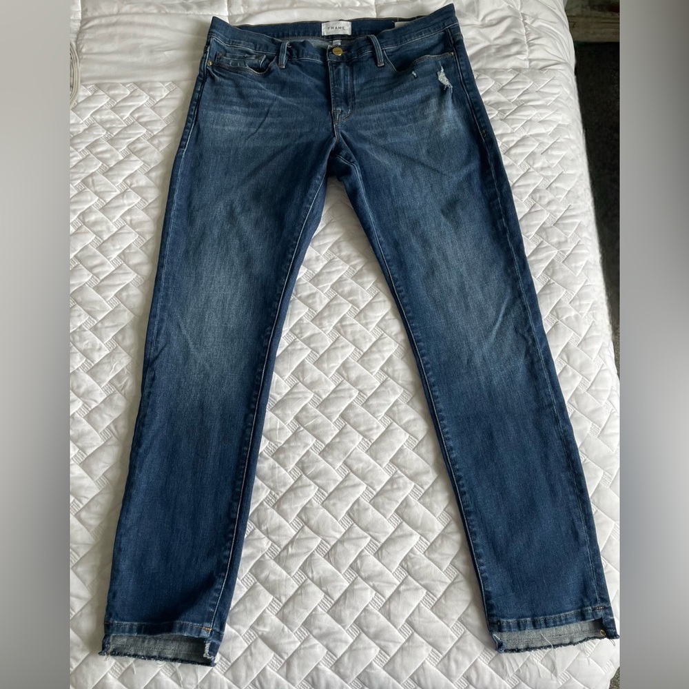 Frame Denim Women's Dark Blue Slim Straight Jeans